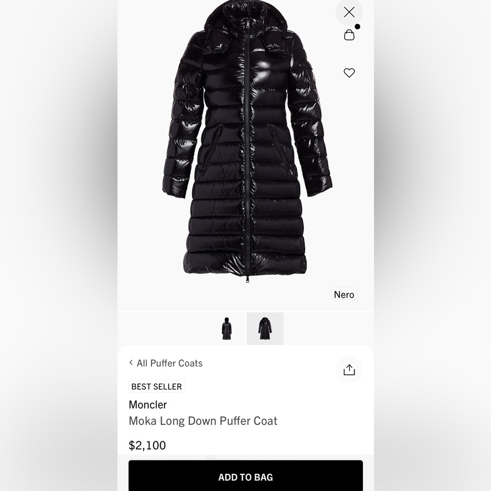 Women’s Moncler Moka Long coat worn 3 times. Large fits like women size 6/8
